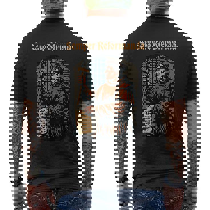 マルティン・ルター宗教改革 ゼンパー・レフォルマンダ・クリスチャン メンズTシャツ バックプリント