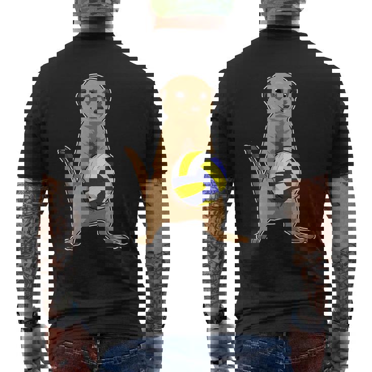 ミーアキャット バレーボール選手 バレーボール スポーツ メンズTシャツ バックプリント