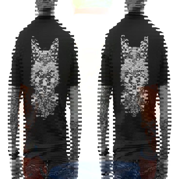 メカニカルきつね 近未来デザイン 長袖tシャツ メンズTシャツ バックプリント