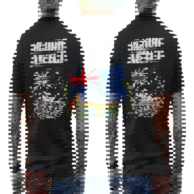 メルボルン オーストラリア お土産 オーストラリア国旗 カンガルーコアラ メンズTシャツ バックプリント