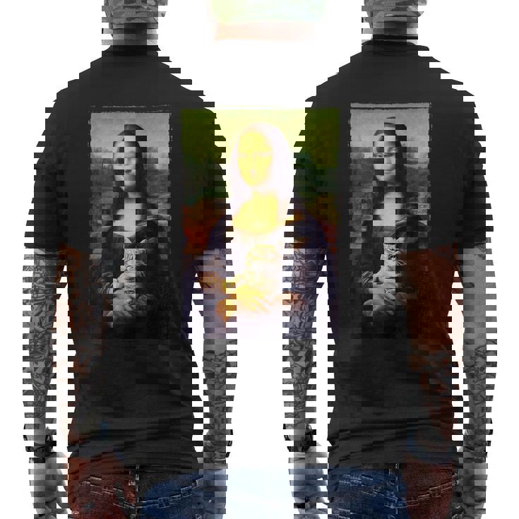 モナリザ と 猫 美術 教師 絵画 と 猫 恋人 メンズTシャツ バックプリント