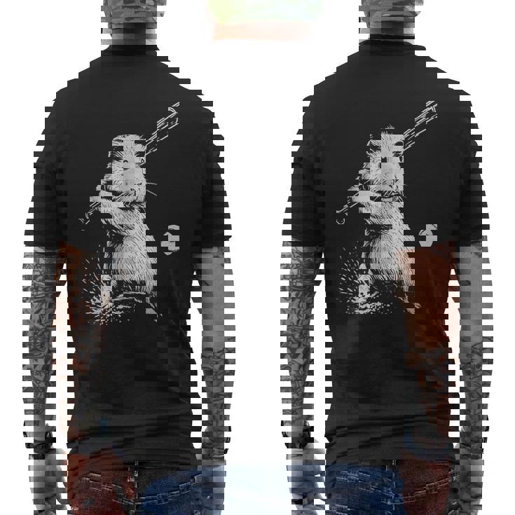 モルモット 野球 スポーツ ペット好き メンズTシャツ バックプリント