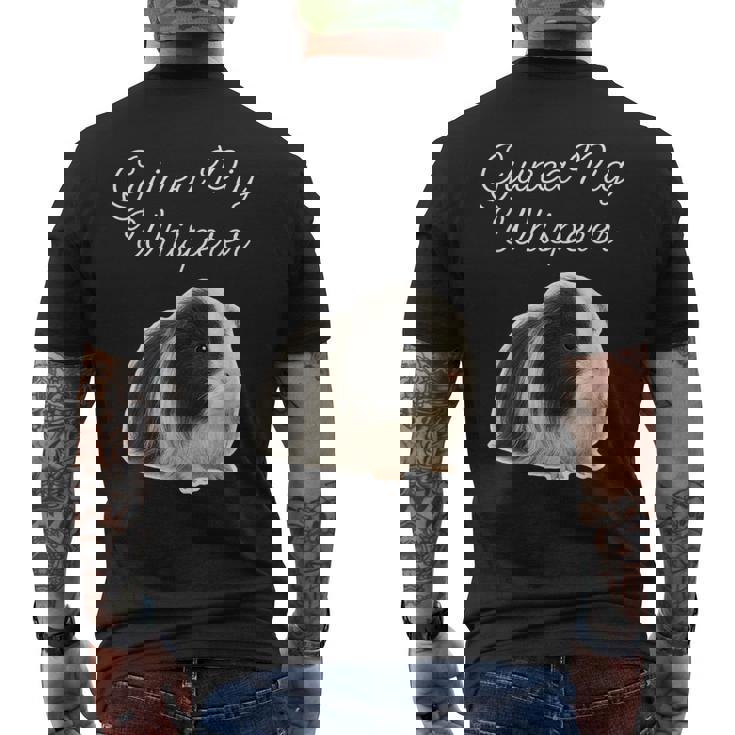 モルモットのささやき-ペルーのモルモット メンズTシャツ バックプリント