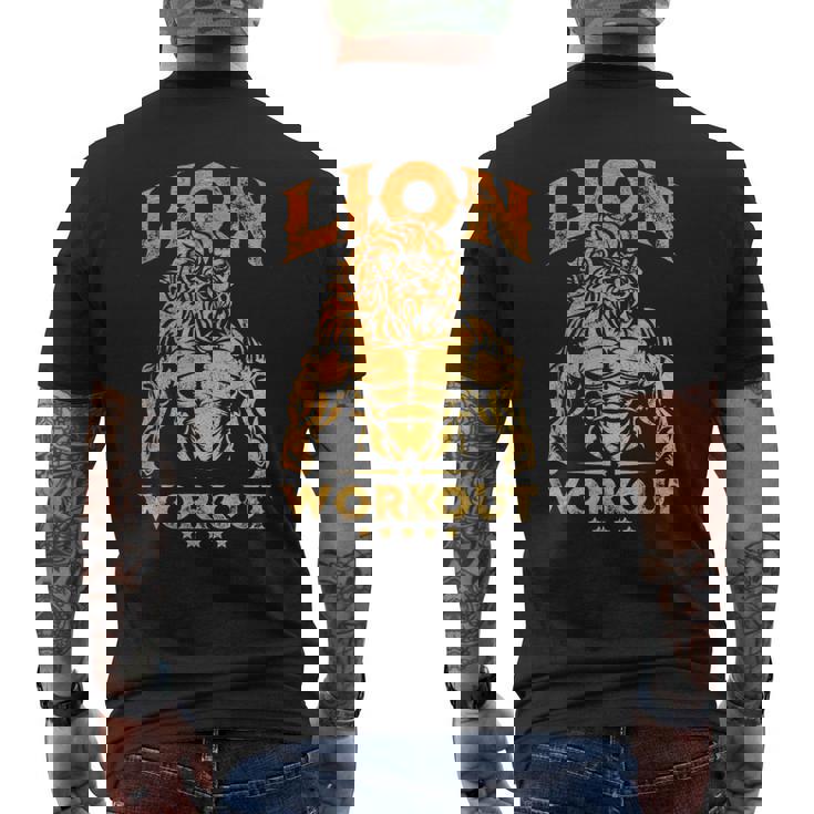ライオン ワークアウト ゴールド トレーニング ビースト ジム フィットネス パワーマッスル メンズTシャツ バックプリント
