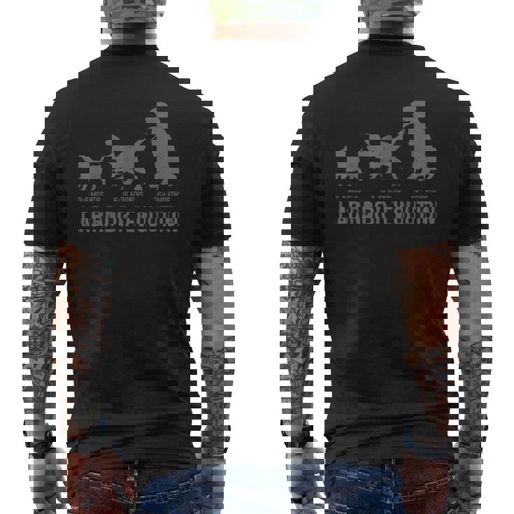 ラブラドールエボリューション おもしろい ラブラドールレトリバー ママ パパ 犬 メンズTシャツ バックプリント