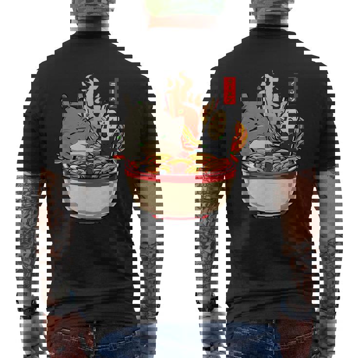 ラーメンプールパーティー かわいい日本アニメヌードルフード メンズTシャツ バックプリント