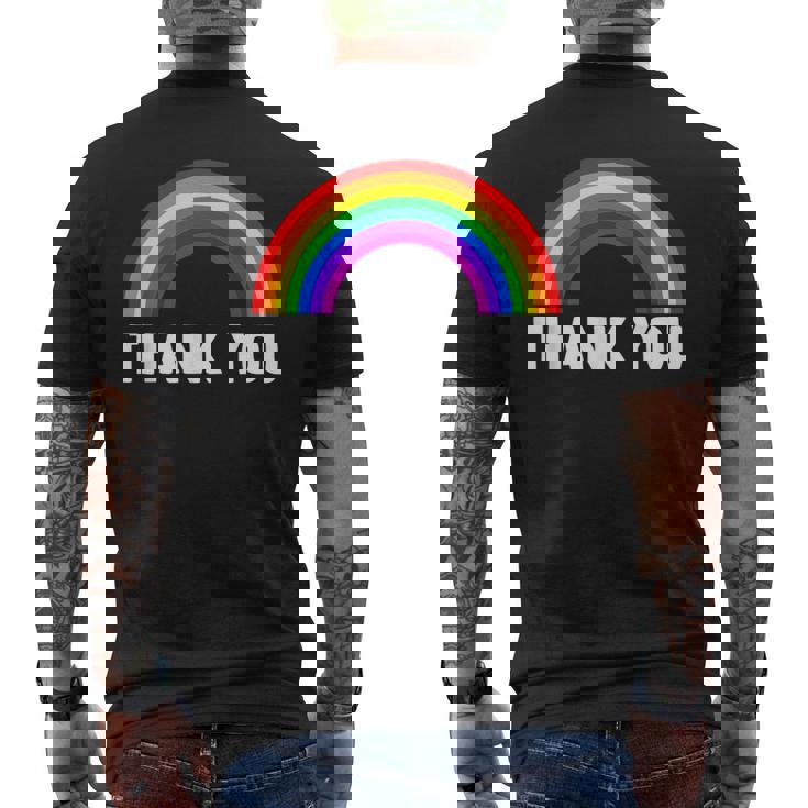 レインボー Thank You メンズTシャツ バックプリント