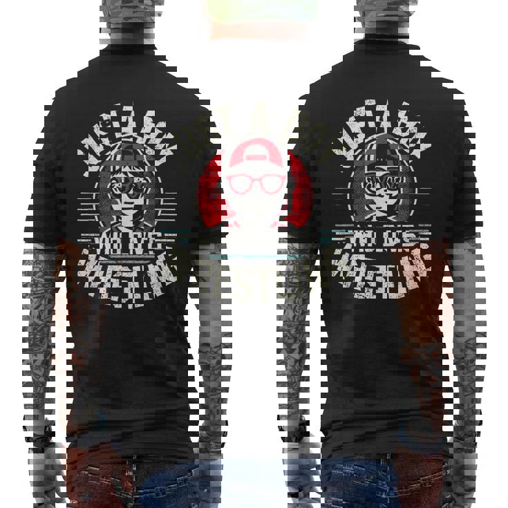 レスリングが大好きな少年 少年&キッズ レスラー メンズTシャツ バックプリント