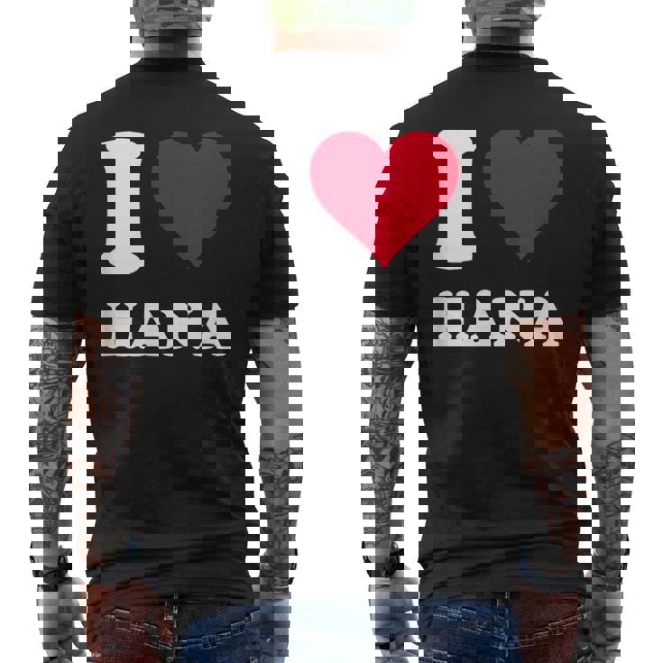 レッドハート I Love Hana メンズTシャツ バックプリント