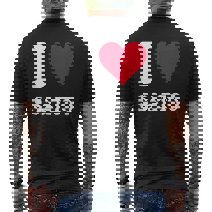 レッドハート I Loveato メンズTシャツ バックプリント