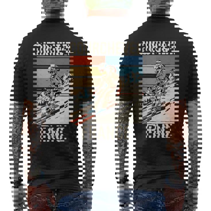 レトロ スキー クールシュベル フランス フランス スキー リゾート 楽しい メンズTシャツ バックプリント