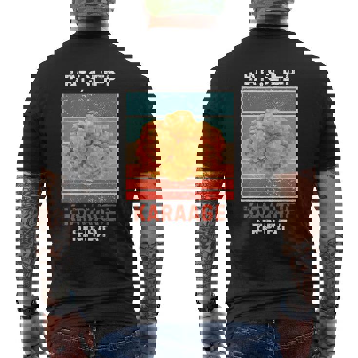 レトロ 食べる 寝る からあげ リピート ヴィンテージ からあげ フード好き メンズTシャツ バックプリント