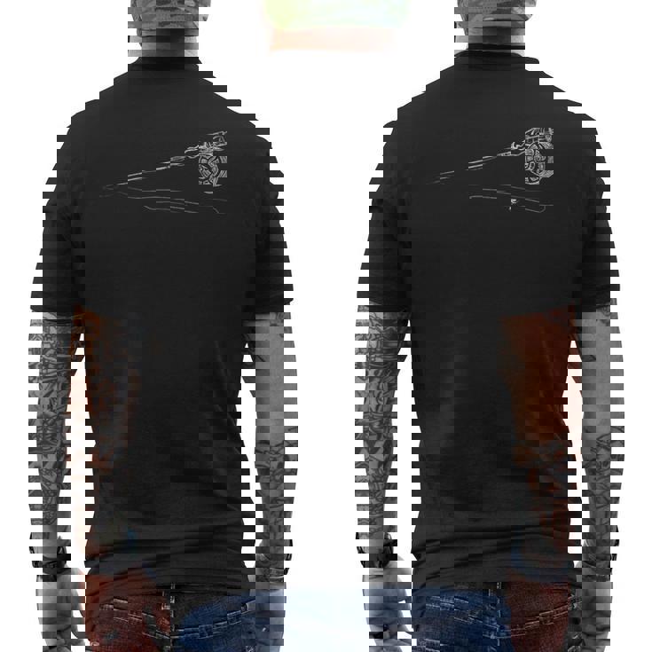 レトロなフライフィッシングフライロッド メンズTシャツ バックプリント