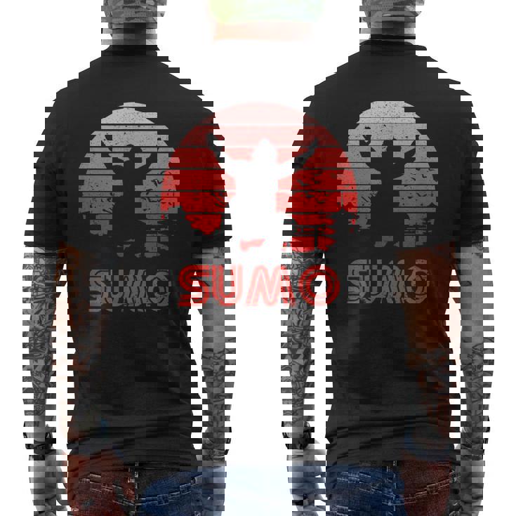 レトロサンセット相撲 メンズTシャツ バックプリント