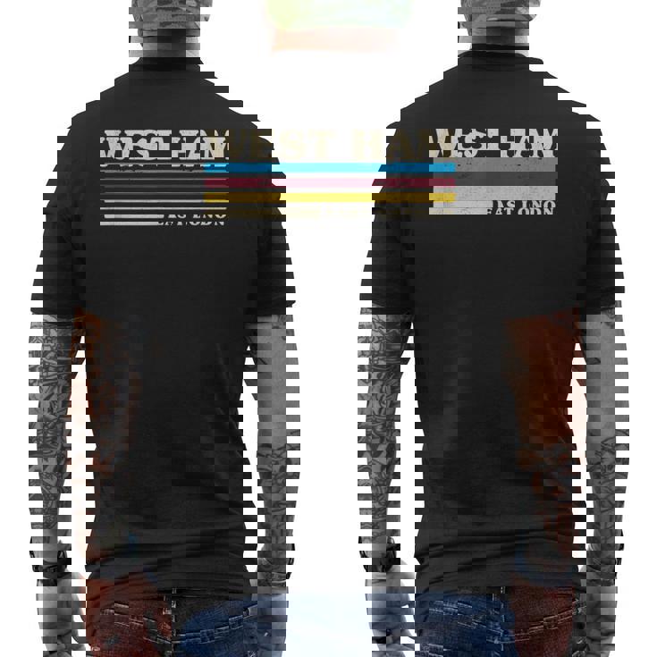 レトロストライプ ウエストハム メンズTシャツ バックプリント