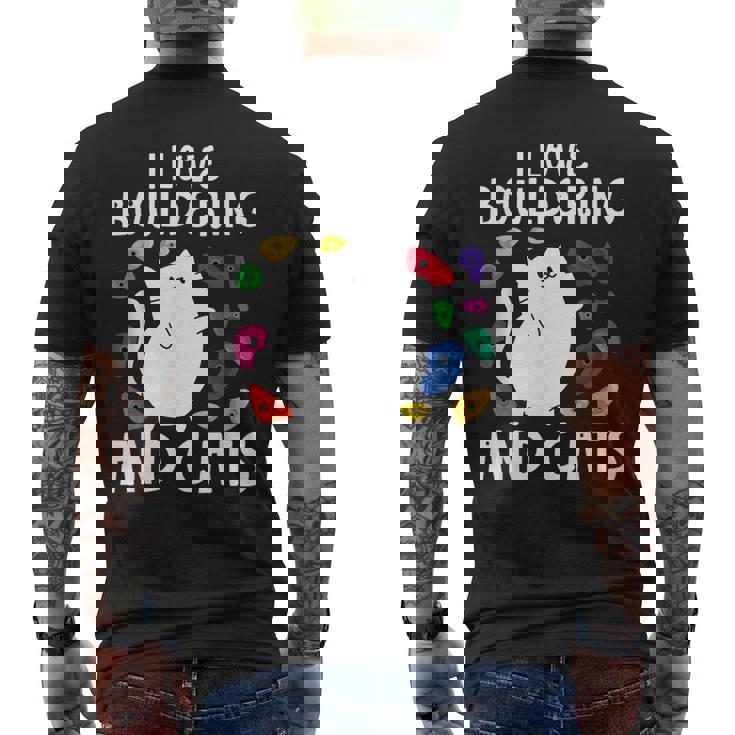 ロッククライミングホールズ クライマー キュート I Love ボルダリングと猫 メンズTシャツ バックプリント