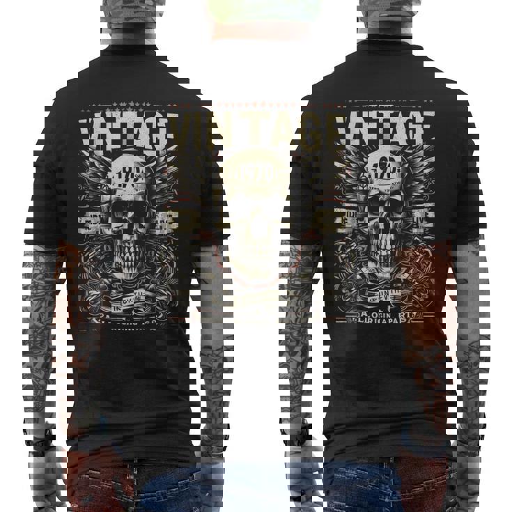ヴィンテージ 1970 1970年誕生 誕生日 スカル バイカー バイク メンズTシャツ バックプリント