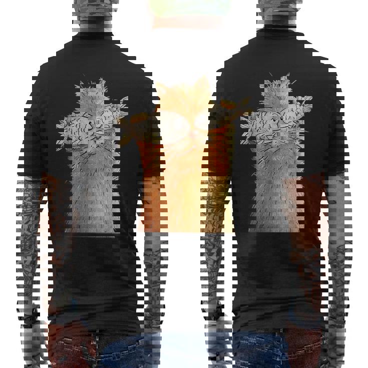 ヴィンテージ かわいい 面白い 猫 2匹の魚が目についた 恋人 気まぐれな メンズTシャツ バックプリント