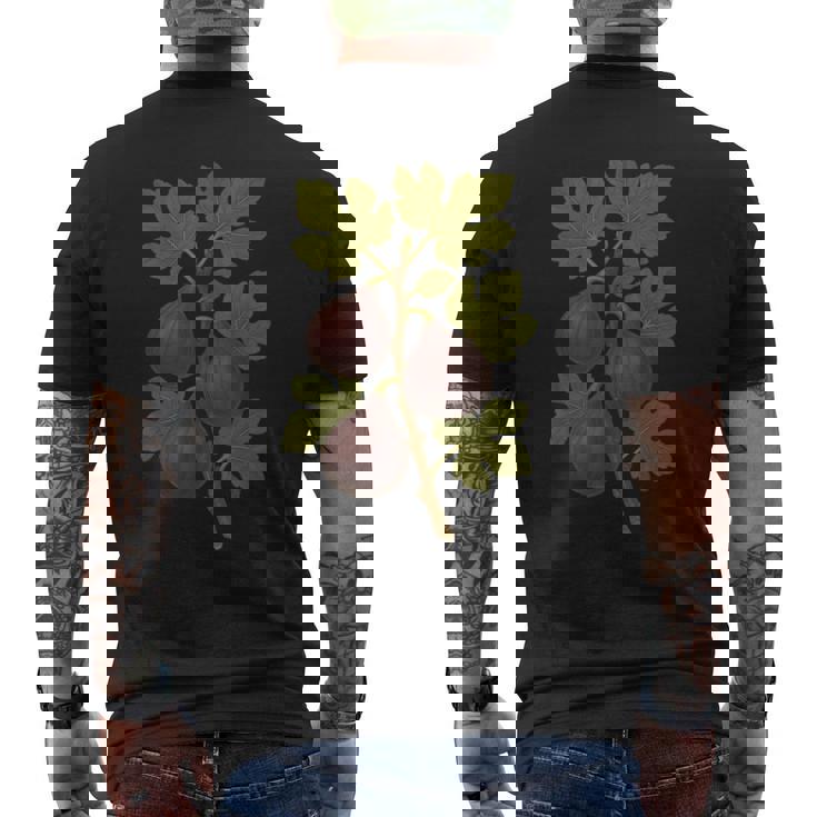 ヴィンテージ ボタニカル イチジク 自然 フルーツ アートプリント メンズTシャツ バックプリント