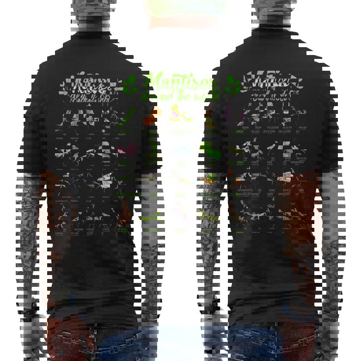 世界のカマキリ カマキリ メンズTシャツ バックプリント