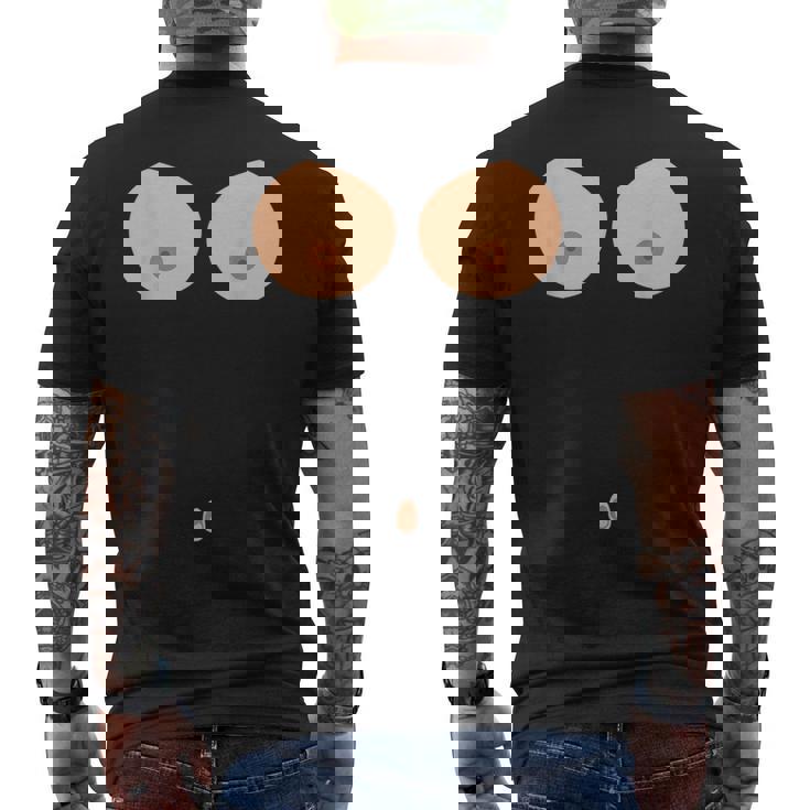 乳首おへそボタン おっぱい 面白いコスチューム メンズTシャツ バックプリント