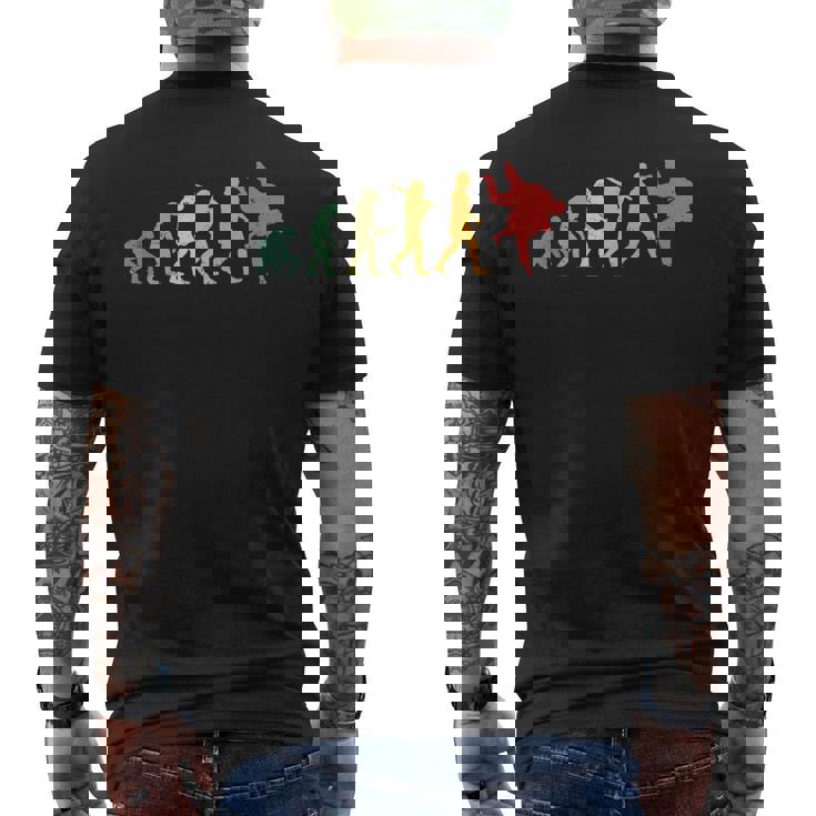 人類の進化 エボリューション 道場 柔道好き 趣味 古武道 柔道家 柔道部 レトロ おもしろ 柔道 メンズTシャツ バックプリント