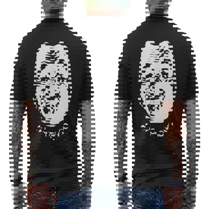 伝統的な日本のマスク、ひょっとこ様式デザイン。 メンズTシャツ バックプリント