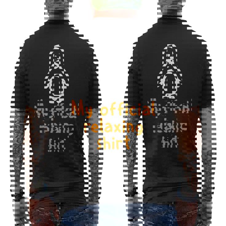 公式ペンギンリラックスタイムジョークミニマル癒し メンズTシャツ バックプリント