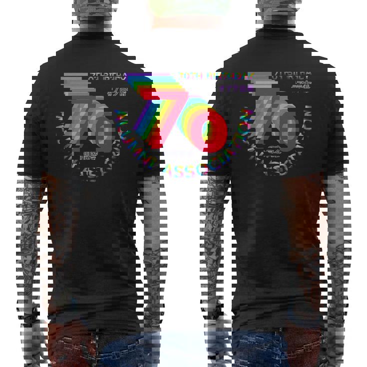 古希 同窓会 70歳 アラ古希 70歳誕生日 古希祝い 長寿 七色 70古希の集まり レインボーカラー 虹色 長袖tシャツ メンズTシャツ バックプリント