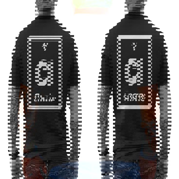 塩素 Cl 元素周期表 サイエンスギフト メンズTシャツ バックプリント