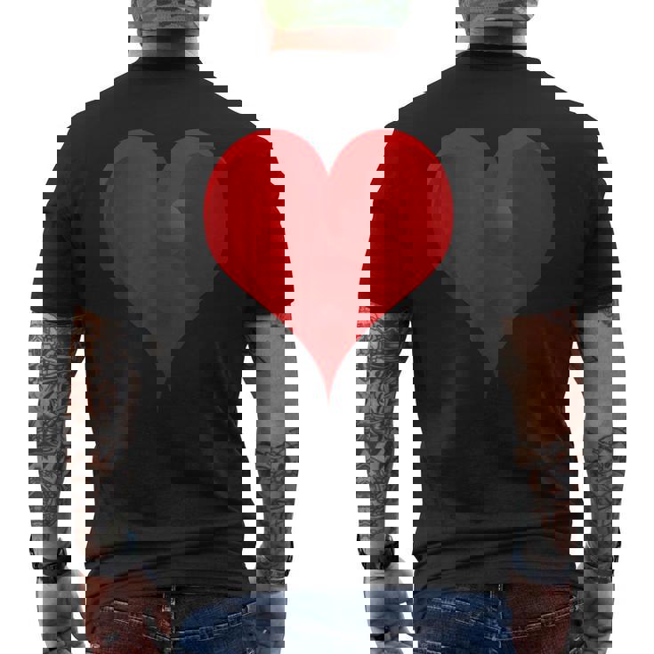 大きな赤いハート メンズTシャツ バックプリント