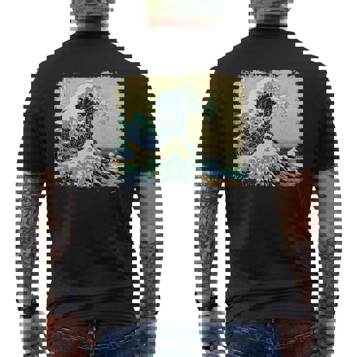 大波 北斎 名画 レトロ メンズTシャツ バックプリント