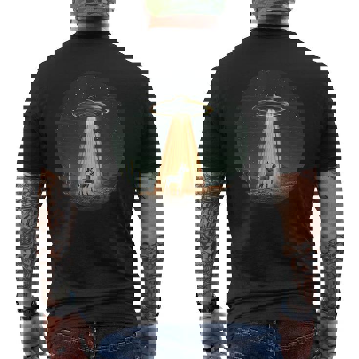 宇宙宇宙人のためにufoに誘拐された宇宙好きのロバ メンズTシャツ バックプリント