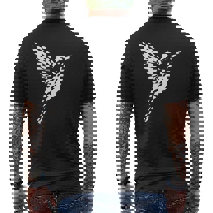 小さなシンプルなミニマリストかわいいハチドリ鳥ハチドリ メンズTシャツ バックプリント