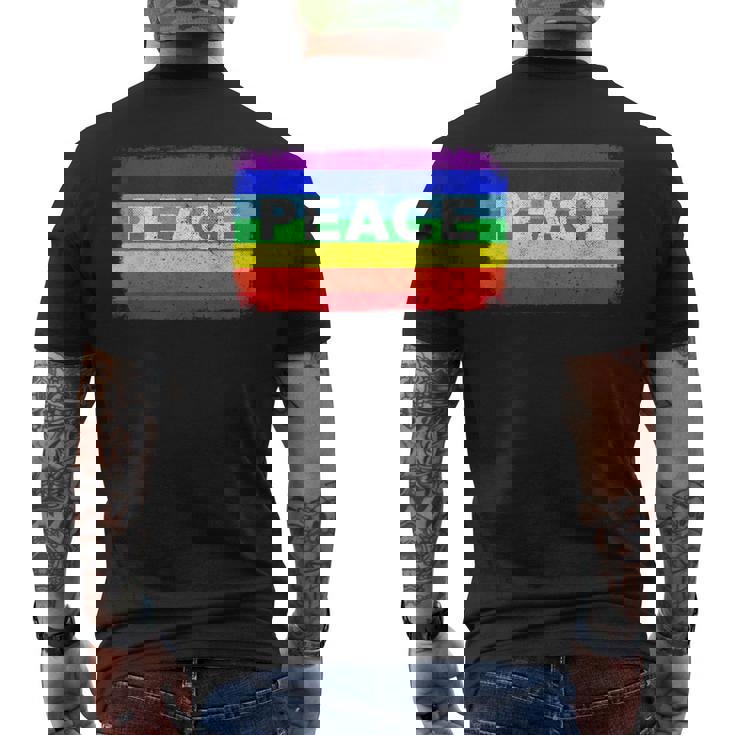 平和 シンボル 国旗 色 戦争反対 虹 Peace No Warintage メンズTシャツ バックプリント