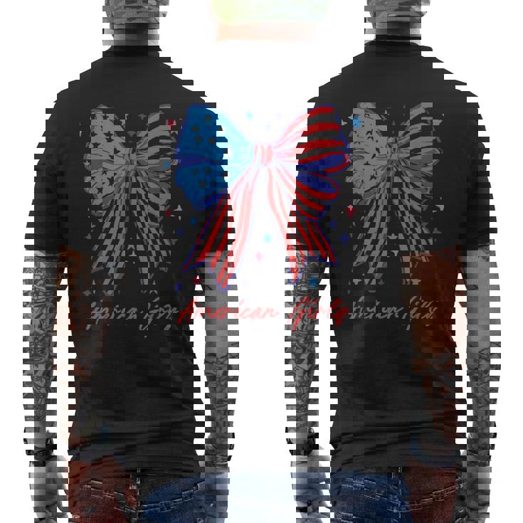 愛国的な弓 アメリカンガーリーシャツ 星条旗アート メンズTシャツ バックプリント