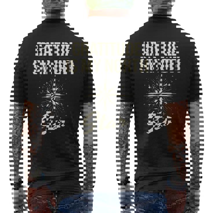 感謝の気持ち 私の北極星 天体観測 宇宙研究 メンズTシャツ バックプリント