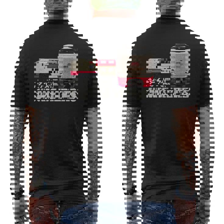 日の出 特急 列車 日本 日の出 出雲 東京出雲 扇子 メンズTシャツ バックプリント