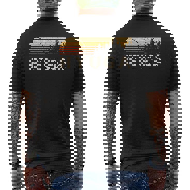 日向 日本 エバーグリーン ヴィンテージ サンセット メンズTシャツ バックプリント