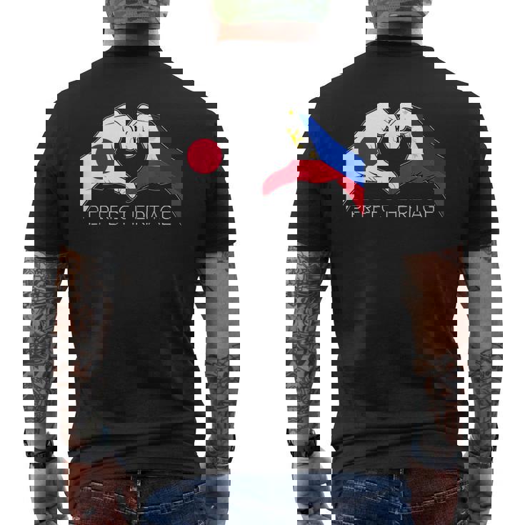 日本とフィリピン フィリピン人 日本人パーフェクトヘリテージ ヘア メンズTシャツ バックプリント