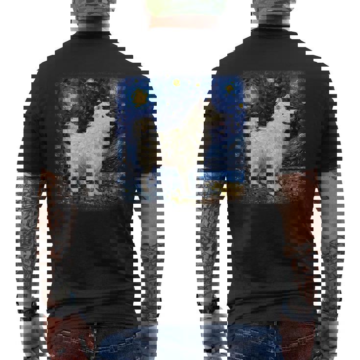 星月夜の犬 ヴァン・ゴッホ サモエド メンズTシャツ バックプリント