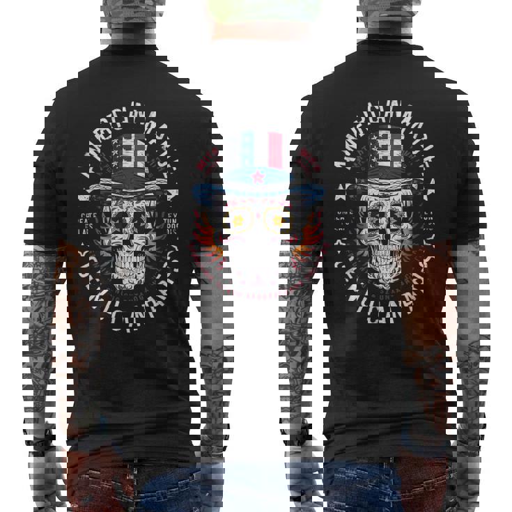 本物のメキシカンパーツを使用したアメリカ製スカル。 メンズTシャツ バックプリント