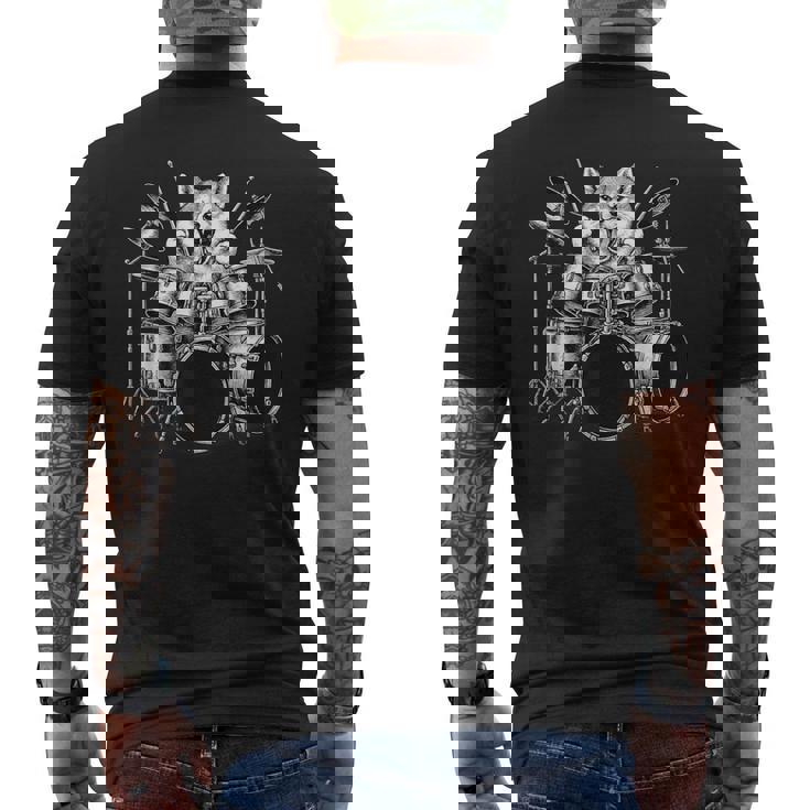 柴犬 ドラムを弾く ドラマー 犬好き メンズTシャツ バックプリント