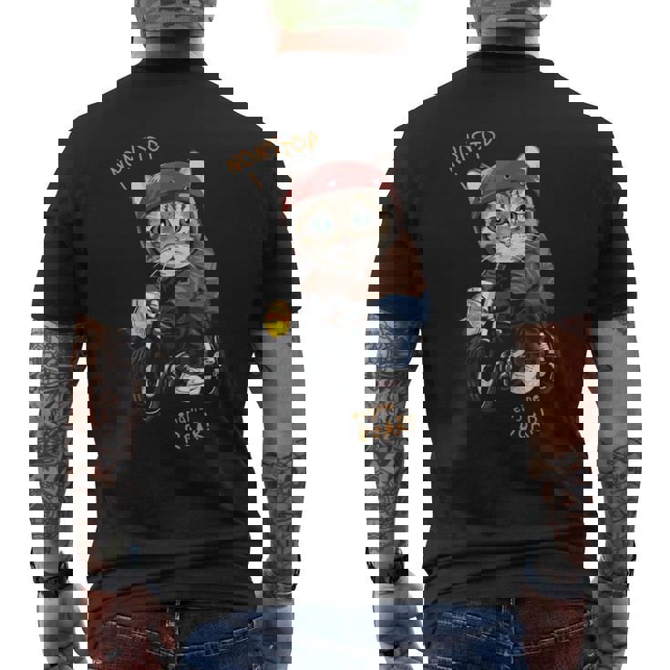 猫 バイク オートバイ おもしろ ねこ ライダース バイカー 面白い ネコ 長袖tシャツ メンズTシャツ バックプリント