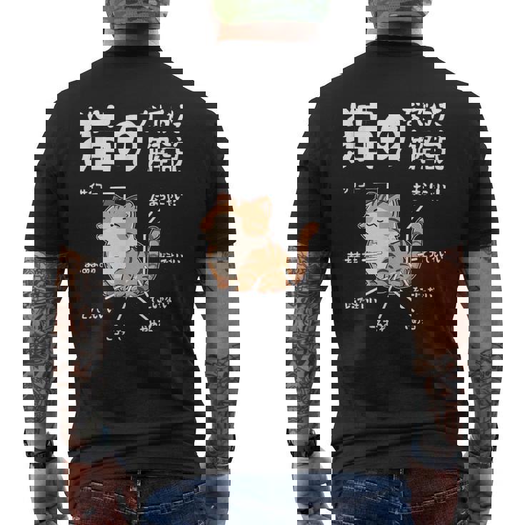 猫のなでかた解説 おもしろ 猫好き アイデア ギフト サプライズ にゃんこ おもしろ メンズTシャツ バックプリント