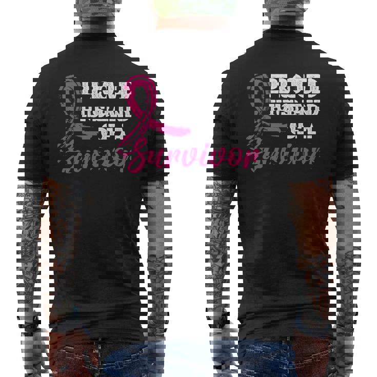 生存者の乳がん啓発の誇り高き夫。 長袖tシャツ メンズTシャツ バックプリント