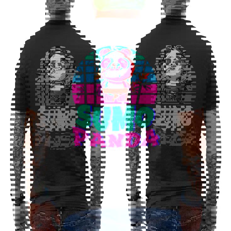 相撲パンダ力士ベーパーウェーブ和風美学 メンズTシャツ バックプリント