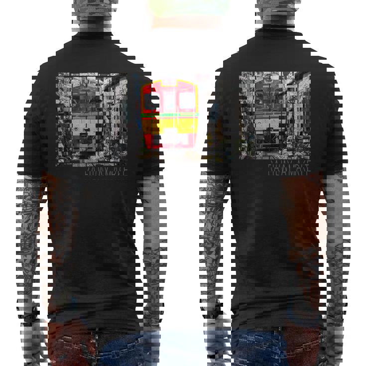 鉄道市場メークロン ヴィンテージ タイ レトロな列車 メンズTシャツ バックプリント