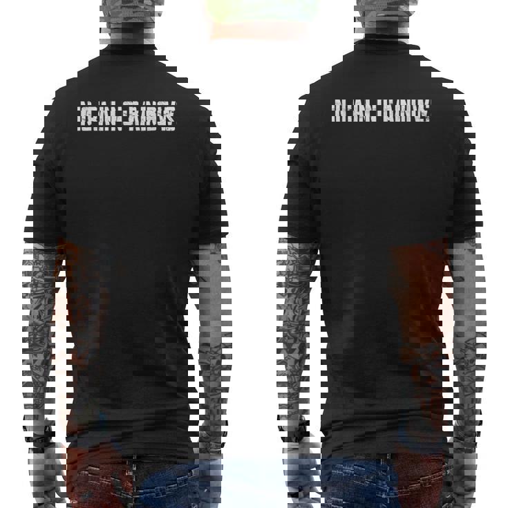 雨なし 虹色 ハワイアンことわざ メンズTシャツ バックプリント