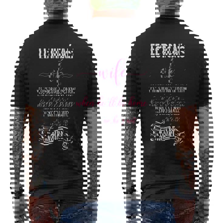 電気技師の妻シャツ 電気技師tシャツ ラインマンギフト メンズTシャツ バックプリント